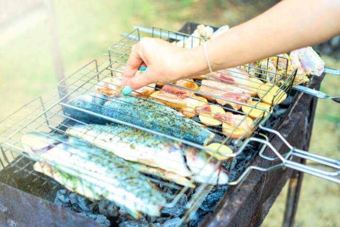 Fish in a BBQ Basket