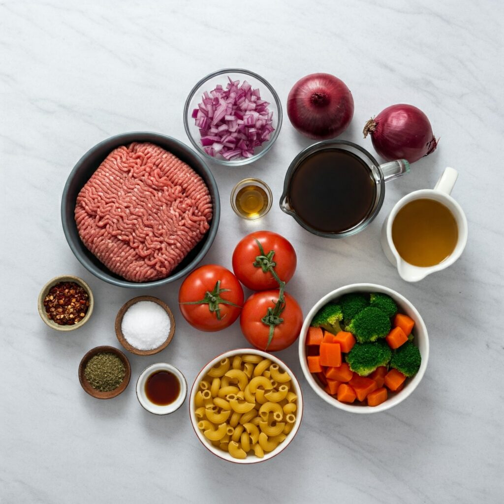 Beef and Macaroni Soup ingredients