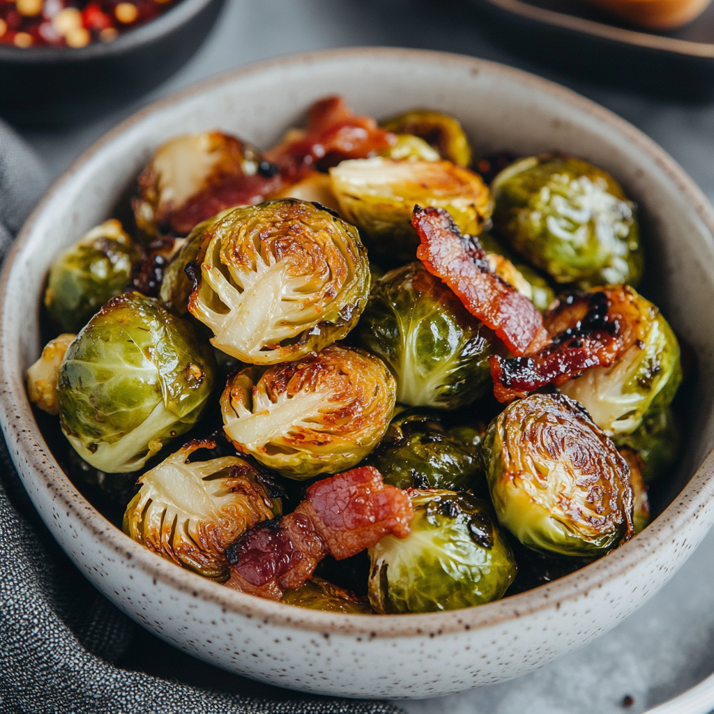 Crispy Honey-Glazed Roasted Brussels Sprouts with Bacon